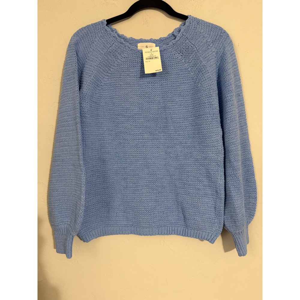New! Lou & Grey Nordstrom Women's Clarion Blue Knit Sweater Pullover Size‎ XS